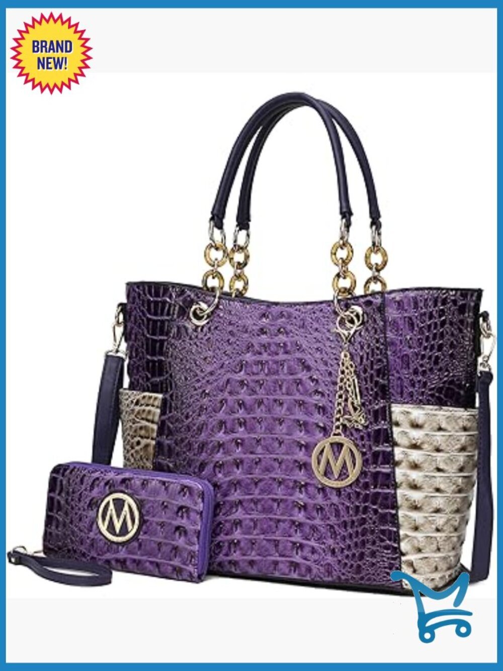 Large Vegan Leather Tote Bag with Wallet, Adjustable Crossbody Strap, Multiple